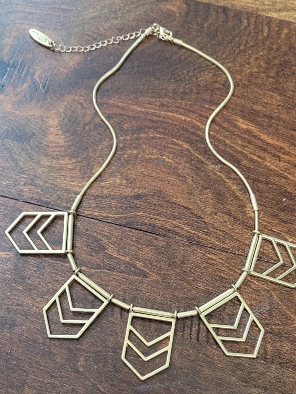 (12) PLUNDER Gold-Toned Chevron Statement Necklaces